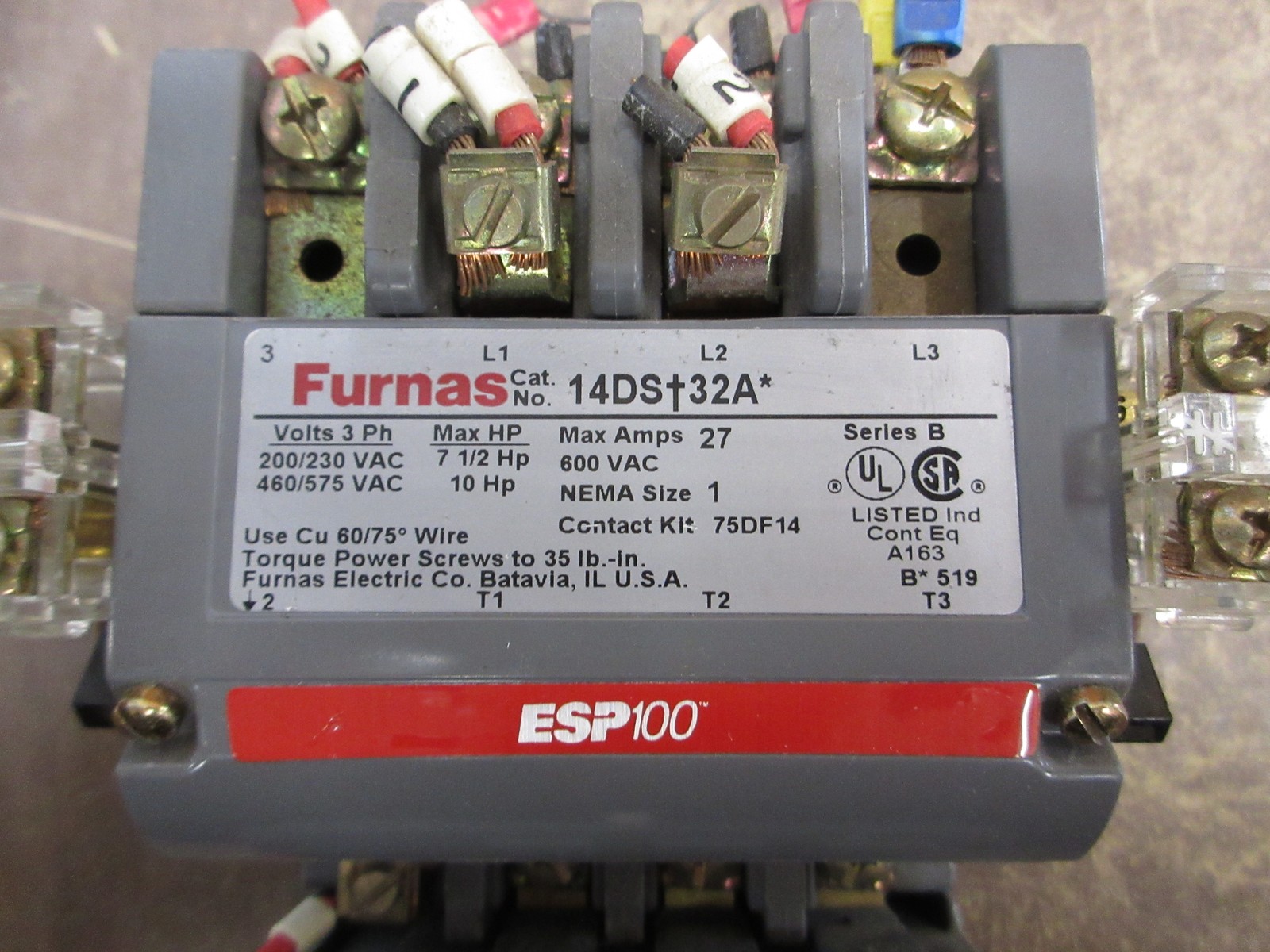 Furnas ESP100 Size 1 Starter 14DS+32A* / 48ASD3M20 120V Coil Trip: 2.5-10A Used