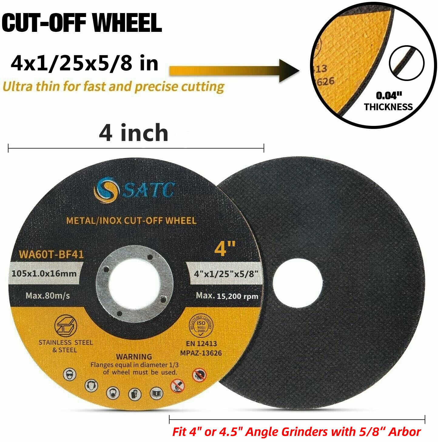 100 Pack 4 inch Metal Cut Off Wheels with 5/8″ Arbor Angle Grinder Cutting Disc