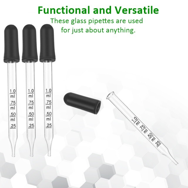 Medicine Art Essential Oils Eye Dropper Graduated 4″ Straight Tip 1ml (12 Pack)