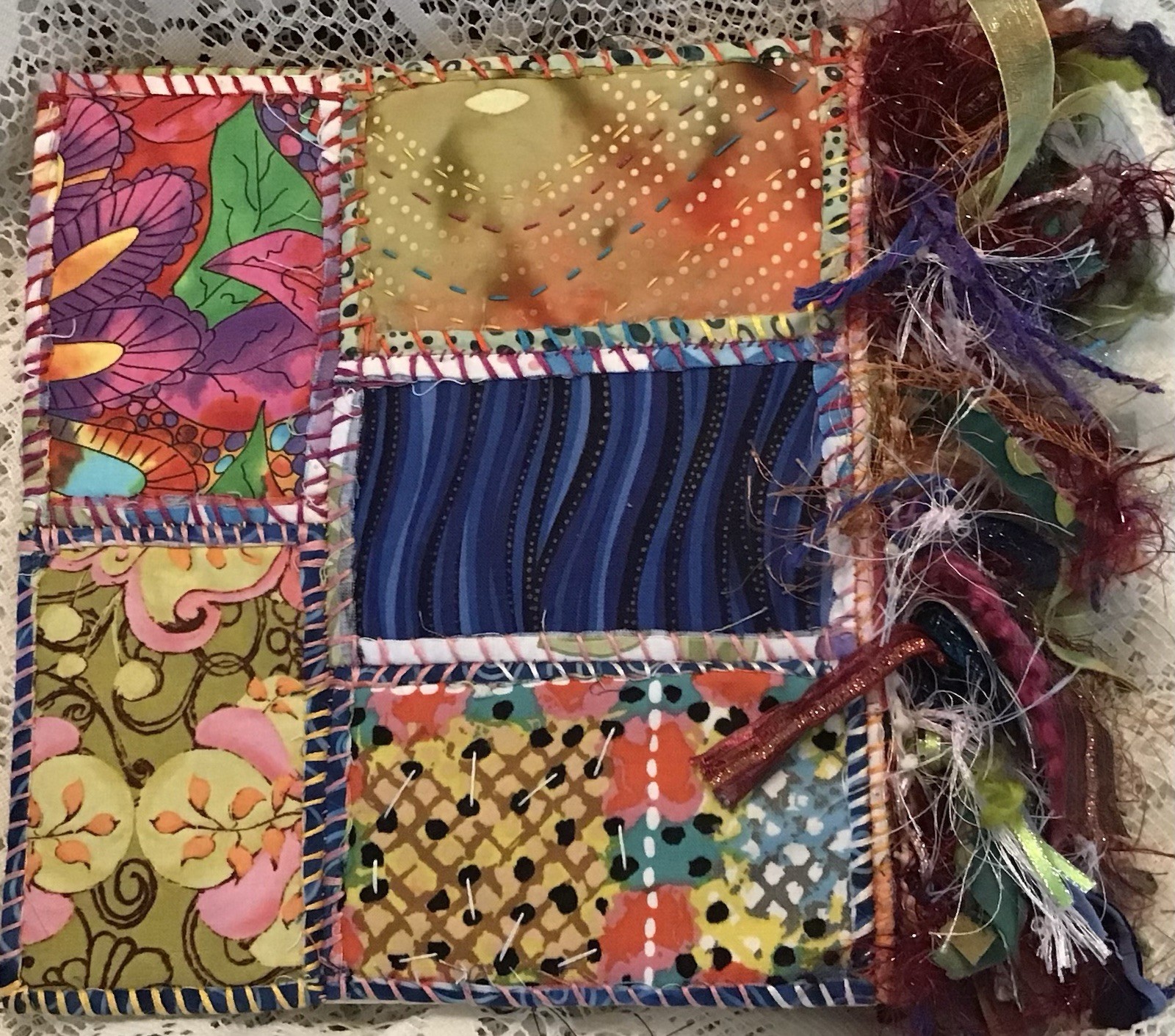 Handmade Art Journal Sketchbook Watercolor Paper Fabric Cover 8×9 OOAK