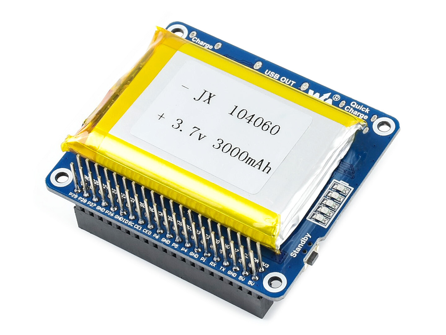 Waveshare Li-polymer Battery HAT for Raspberry Pi SW6106 Power Bank Solution 5V