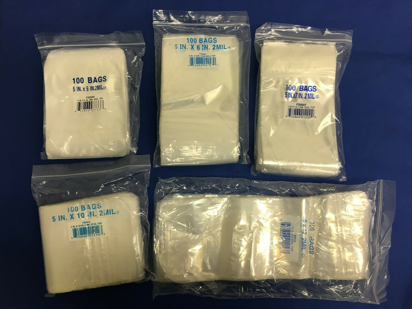 Clear 2MIL Zipper Zip-Lock Seal Top Reclosable Resealable Poly Bags 2 Mil 2-MIL