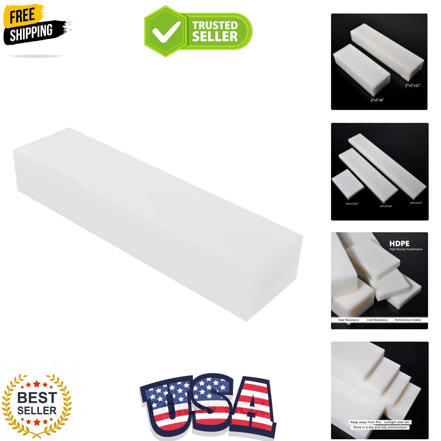 HDPE Block White PE Polyethylene Rectangular Solid Plastic Tapping Block High…