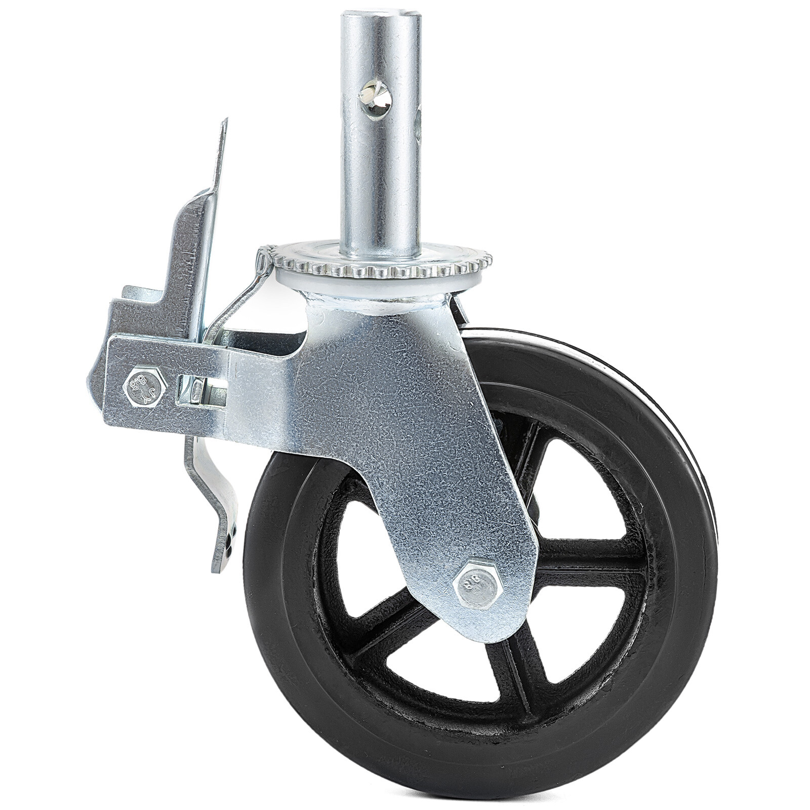 4PCS Scaffolding Caster 8″ x 2″ Black Wheels w/ Locking Brakes 1-3/8″ 4400LBS