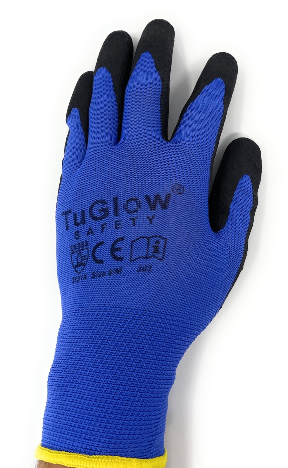 12 Pair Blue Safety Gloves Latex Coated Grip Cut Resistant