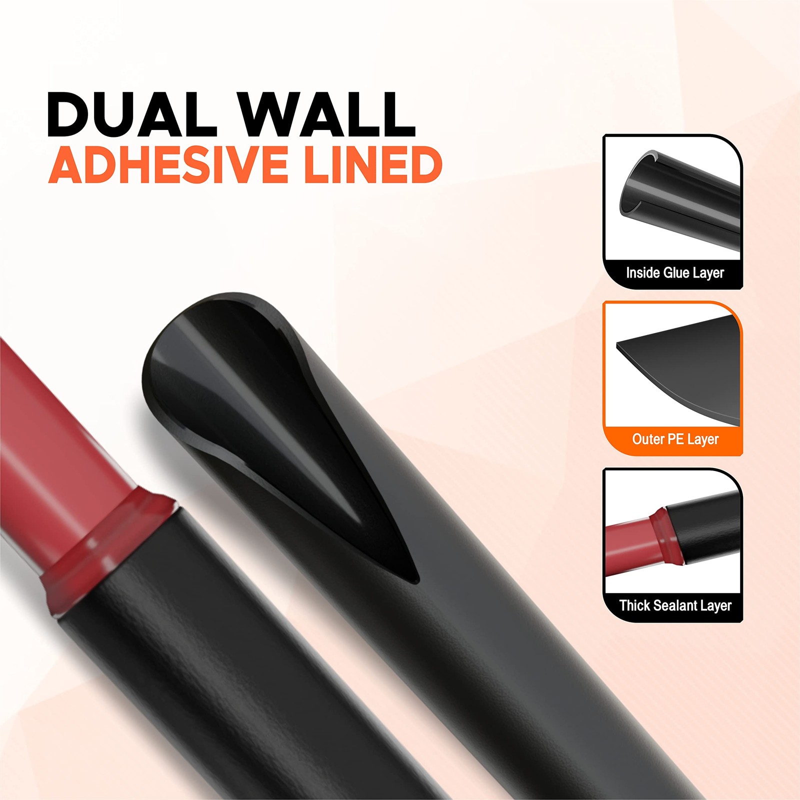 Heat Shrink Tubing 1/4″ (6.4mm) Dual Wall Adhesive Lined 59 Feet – Waterproof