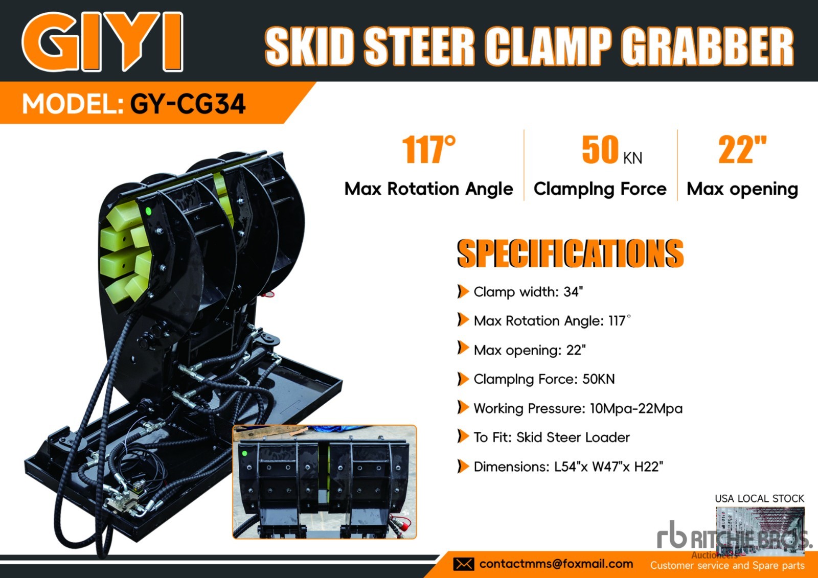 2025 Skid steer Pole setter New Attachments Hydraulic Rotating Clamp Cat
