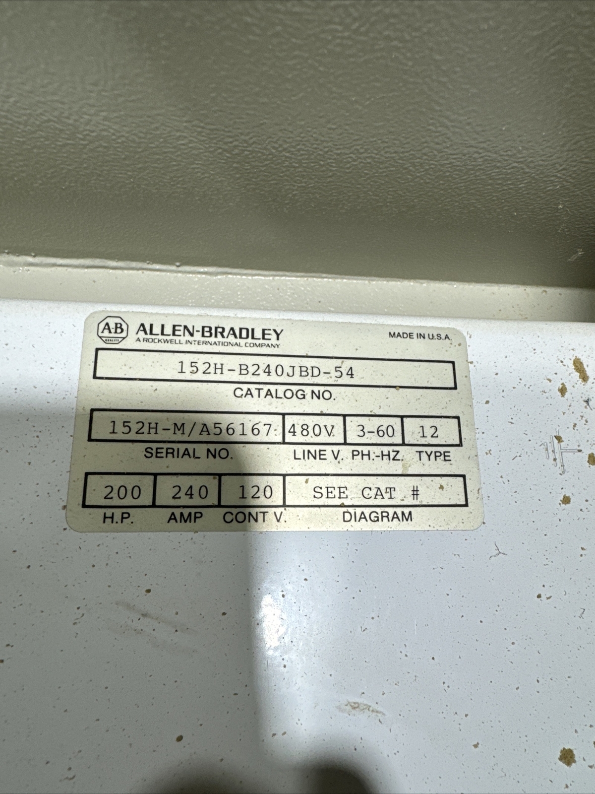 Allen Bradley 200hp Combination Starter Soft Start 152H-B240JBD-54 Warranty 🇺🇸
