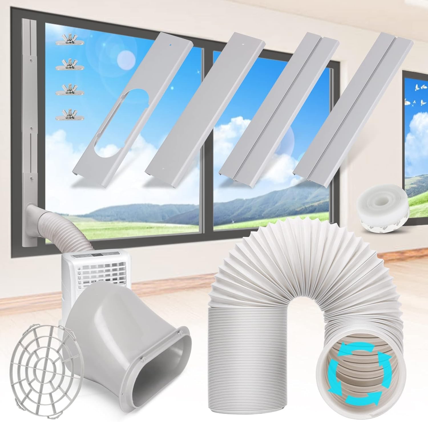 Portable Air Conditioner Window Vent Kit with 5.9” Exhaust Hose Adjustable