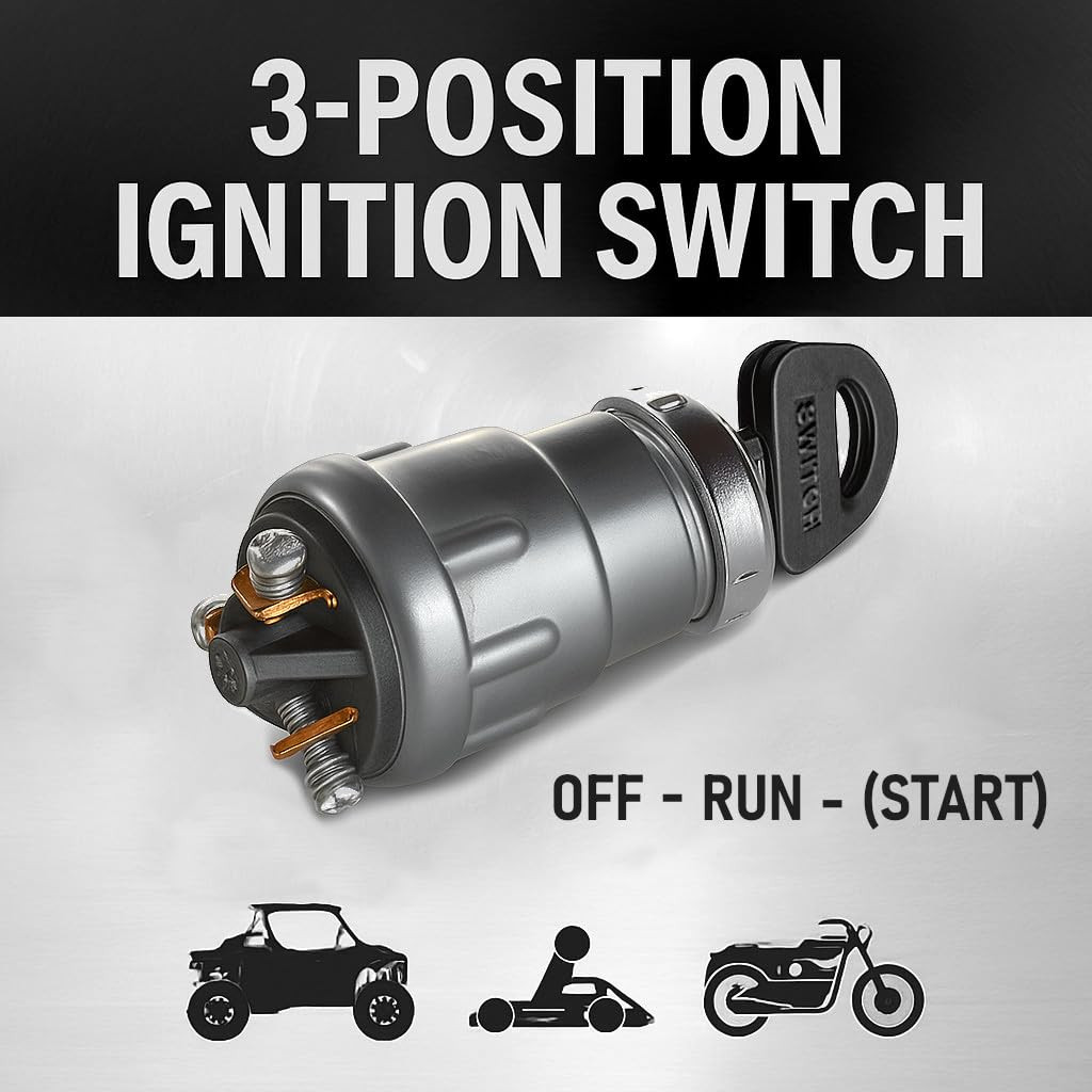 3-Wire Universal Ignition Key Switch for Cars, Buggies, Mowers and Go Karts