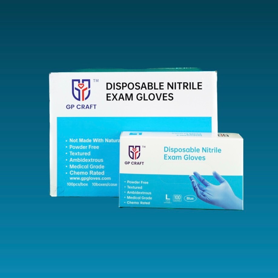 GP CRAFT Disposable Nitrile Exam Gloves, 4 Mil, Blue, Chemo Rated, Case of 1000
