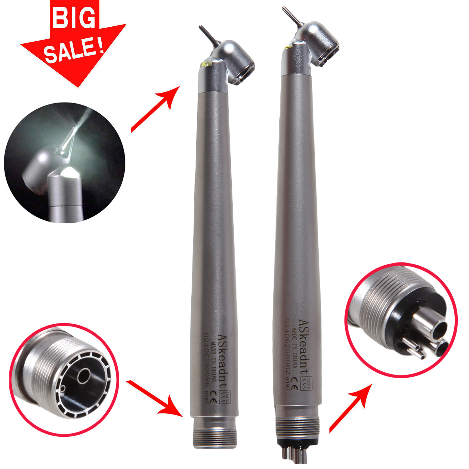 NSK Style Dental Surgical 45° Degree /LED High Speed Handpiece Turbine 2/4Holes