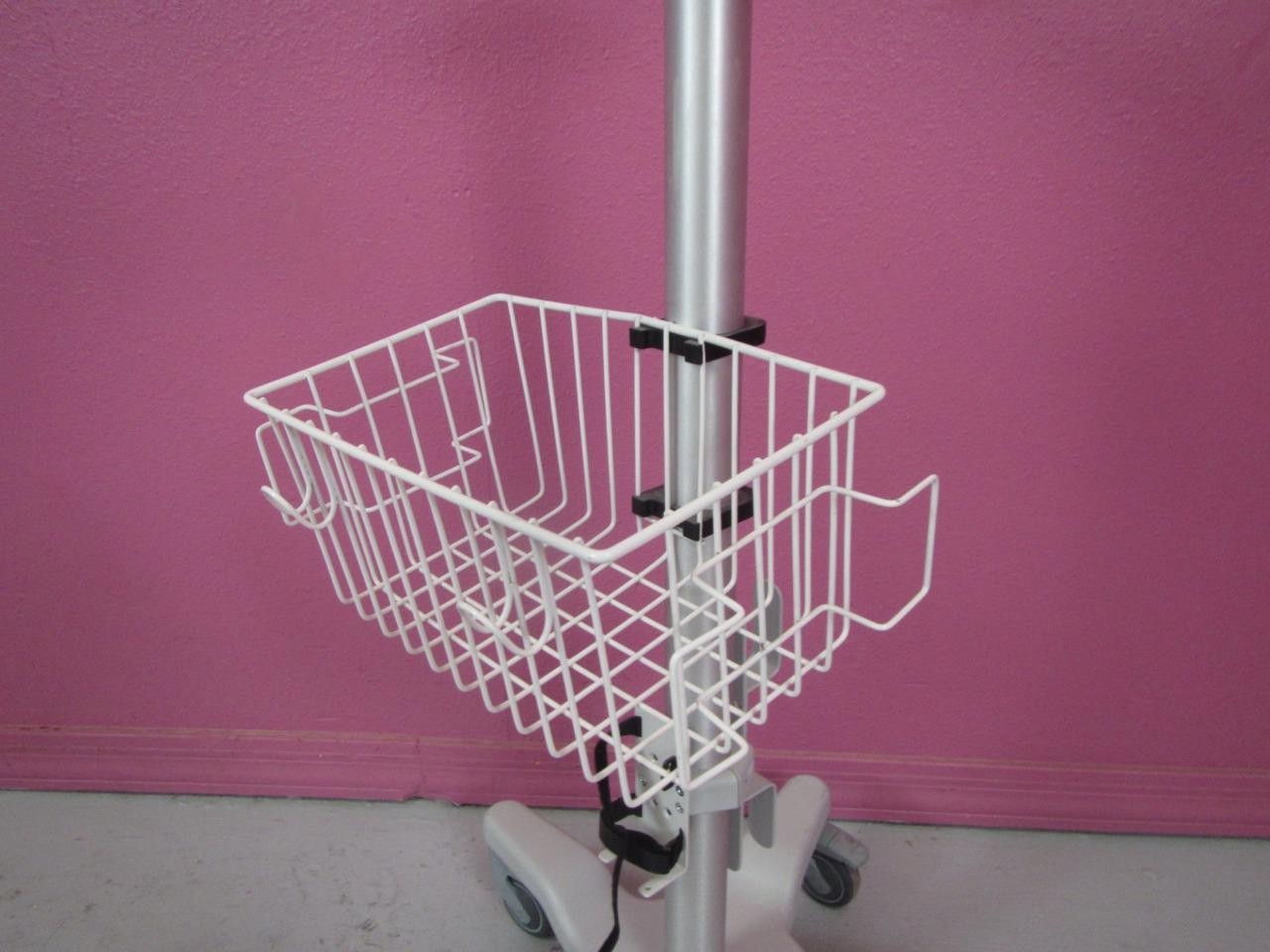 Medical Equipment Monitor Cart Stand w/ Quick Release Mount, Basket, Cord Wrap
