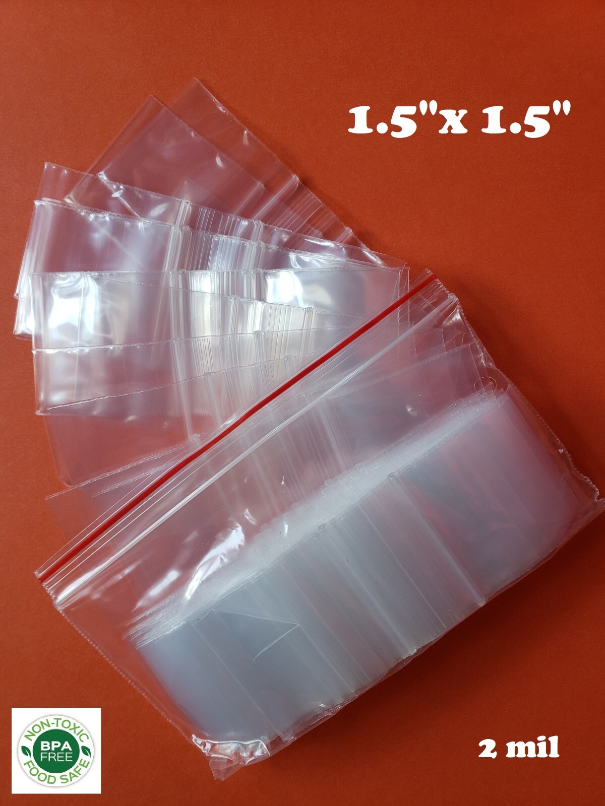 Clear Reclosable Mini Zip Seal Plastic Bags 2Mil Small 1.5″x1.5″ Top Lock Baggie