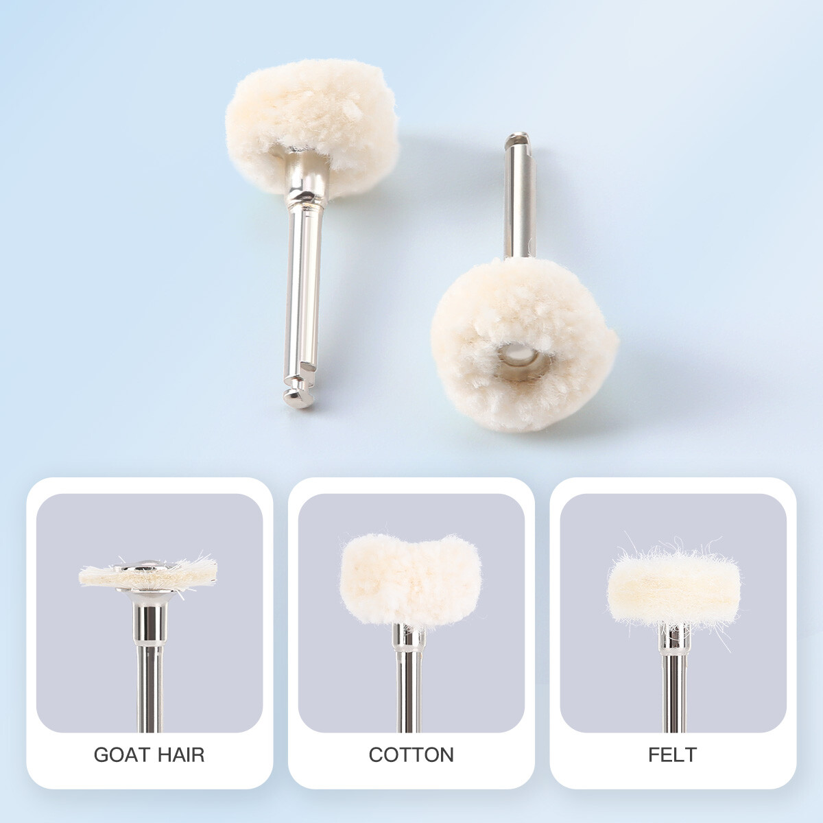 AZDENT Dental Polishing Buffing Wheel Brushes RA 2.35mm Shank for Rotary Tool
