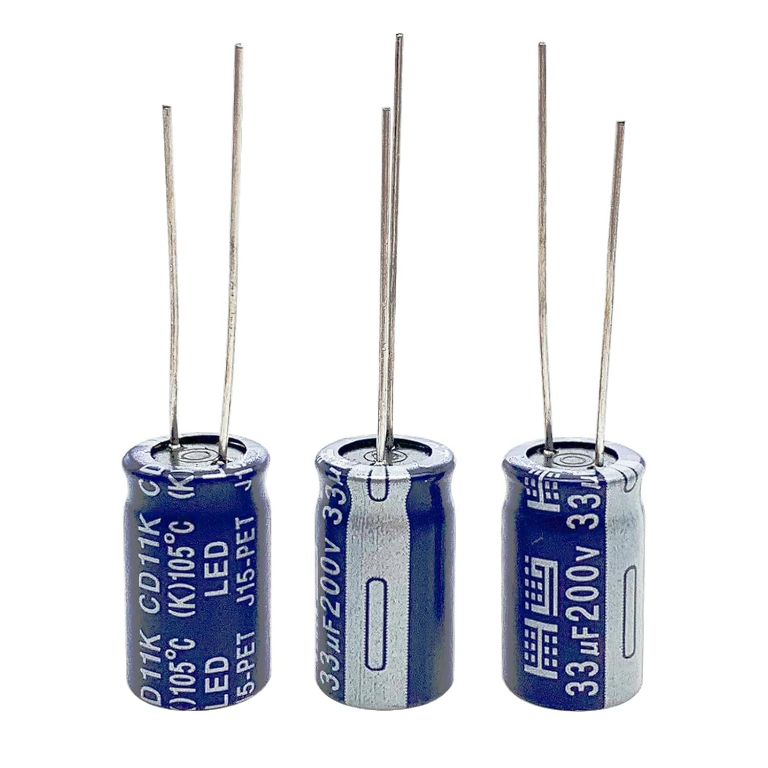 10pcs 200V 33UF Capacitor 10x16MM0.39×0.63in Aluminum Electrolytic Capacitors…