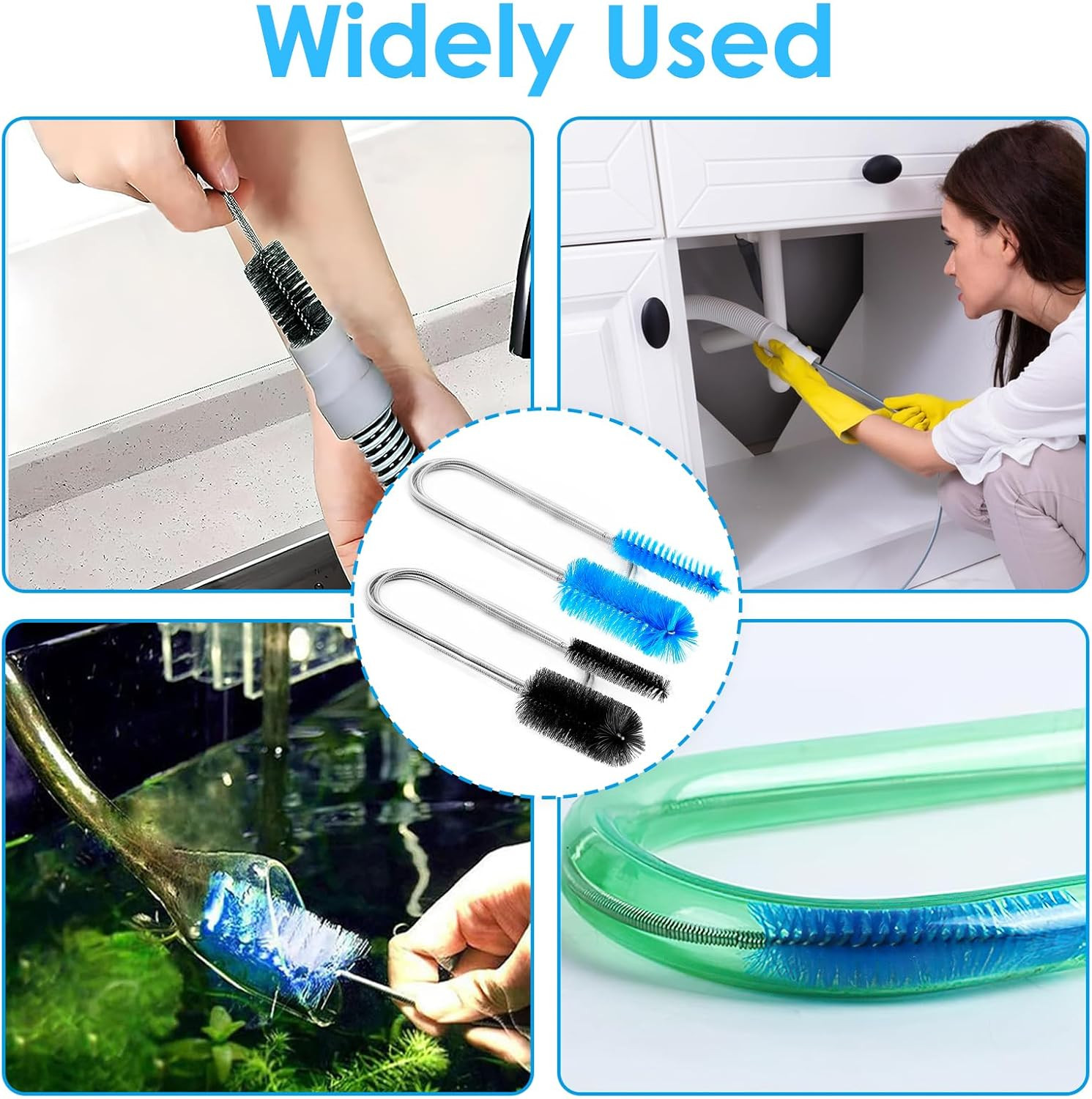 2 Pcs Flexible Drain Pipe Cleaning Brush, 36″ Extra Long Double Ended Nylon Bris