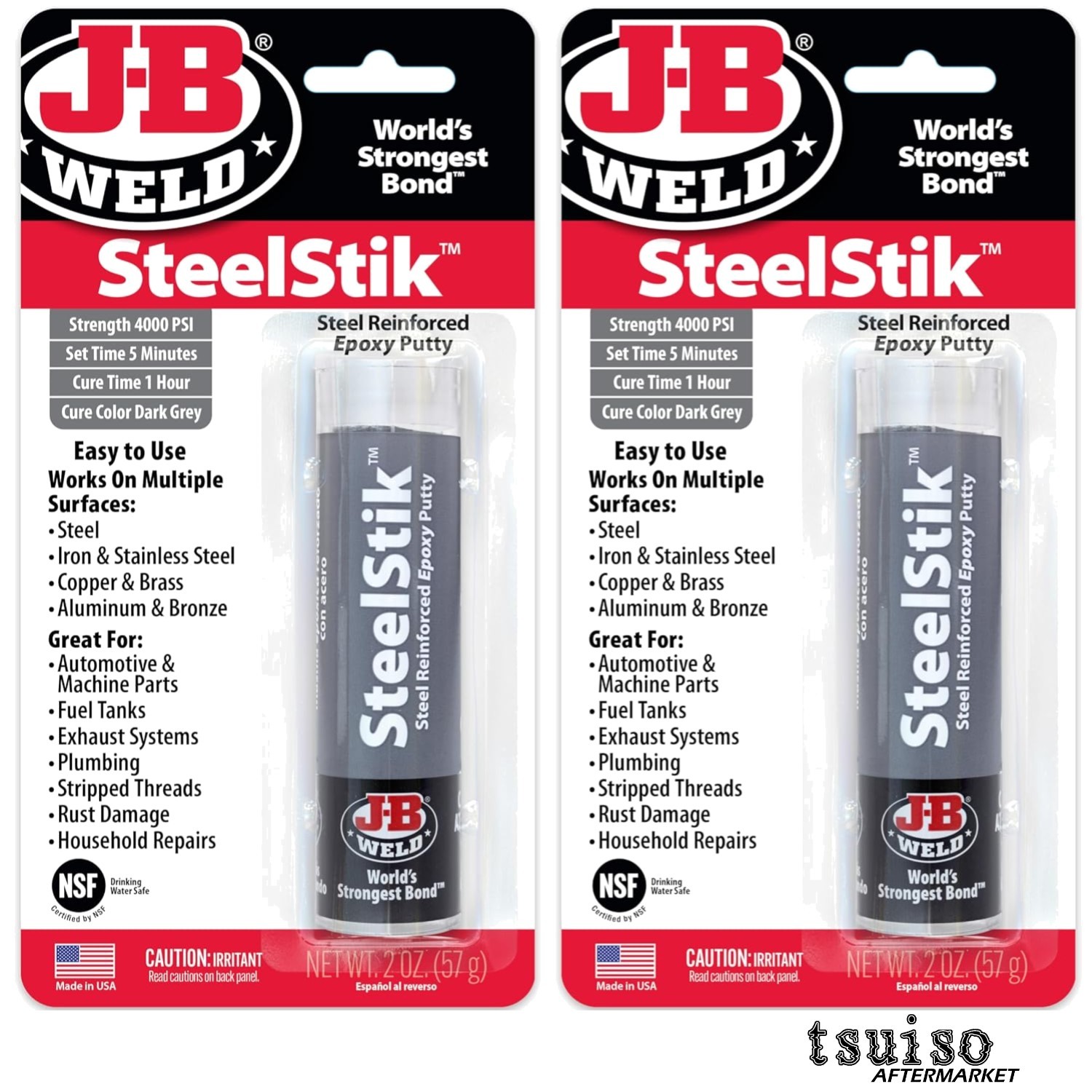 Steel Reinforced Epoxy Putty Stick – 1 Hour Cure, Waterproof, Dark Grey