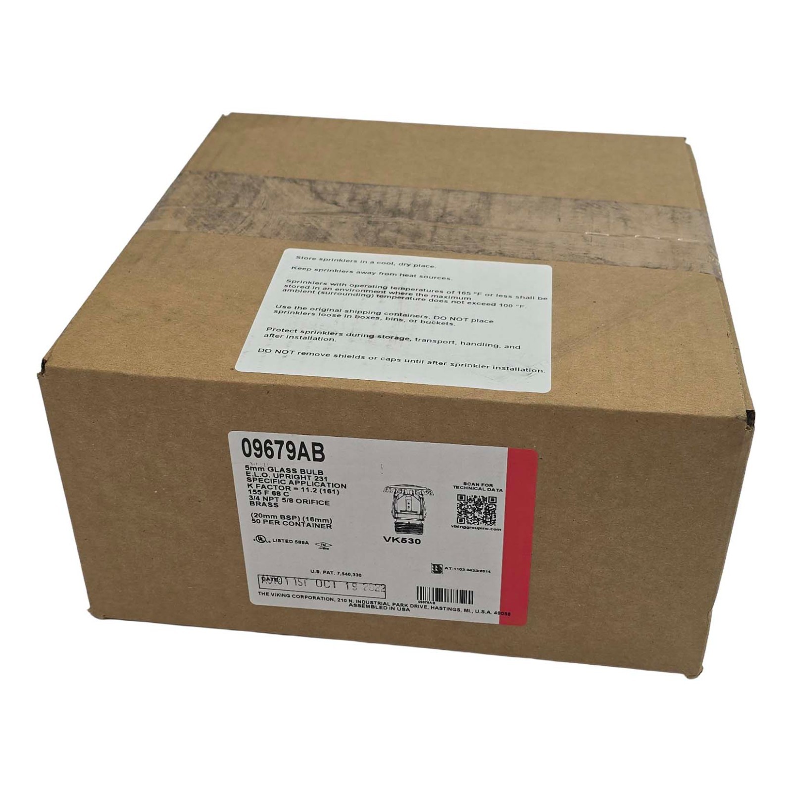50 PACK – Viking VK530 K11.2 STANDARD RESPONSE ELO UPRIGHT SPRINKLER 09679AB