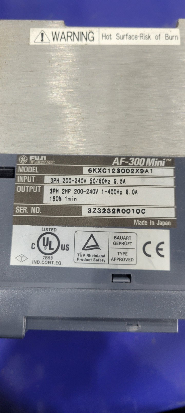 Fuji Electric AF-300 Mini 3PH 3HP 200-240V 11.0A 6KXC123002X9A1