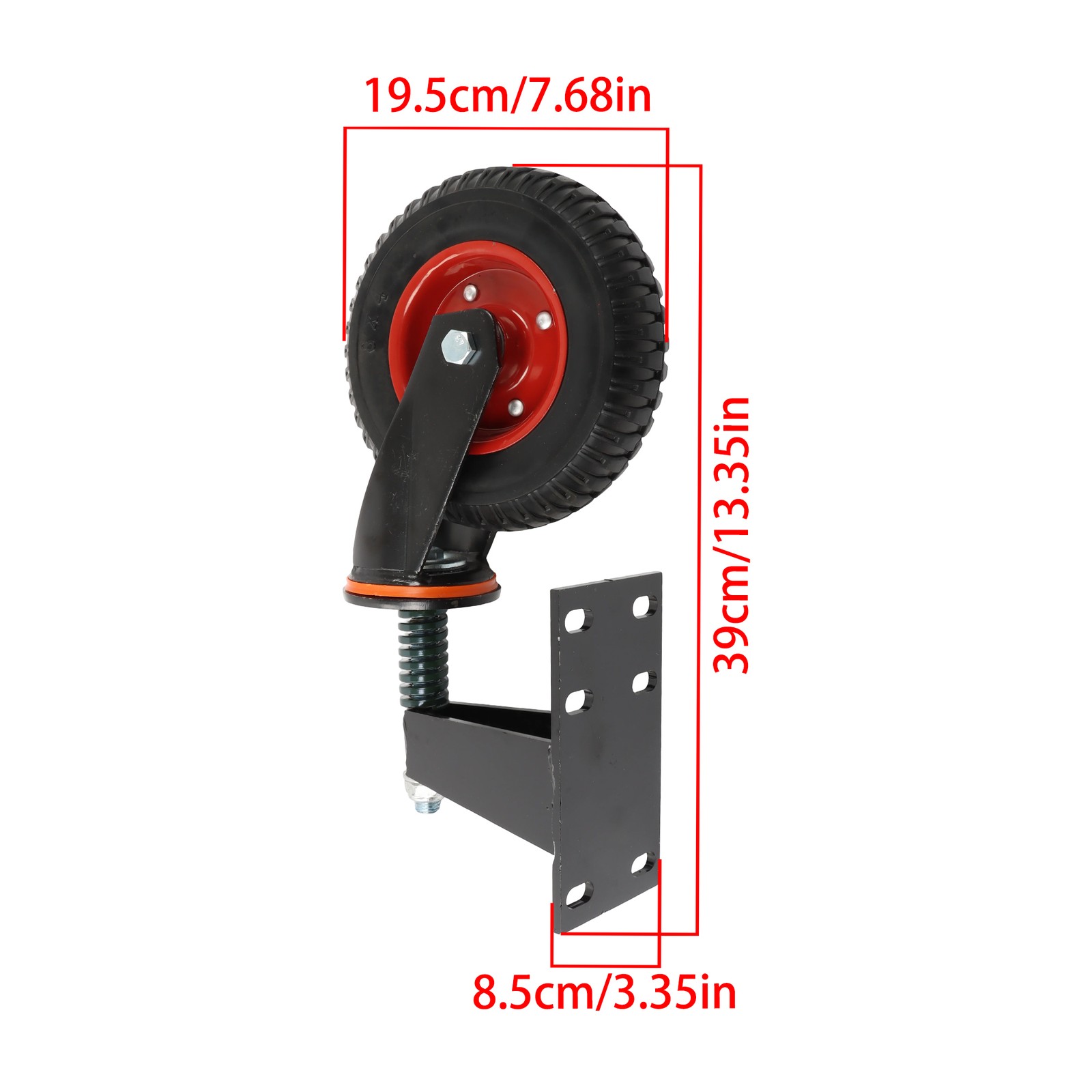 1Pack 8″ Heavy Duty Gate Casters Rubber Wheel Dual installation option 600LB,Red