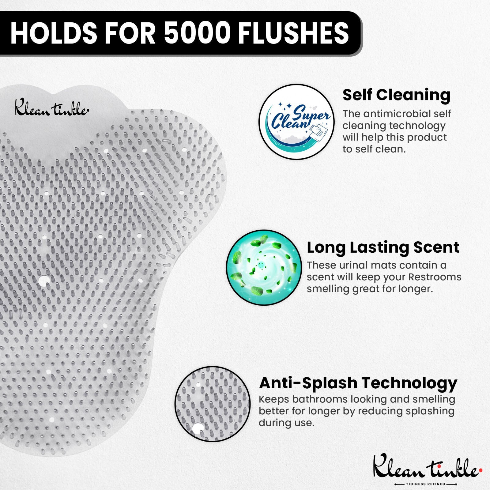 Pack of 3 Clear Triangle Restroom Urinal Mats 6.4″ Unscented Anti-Splash Screens
