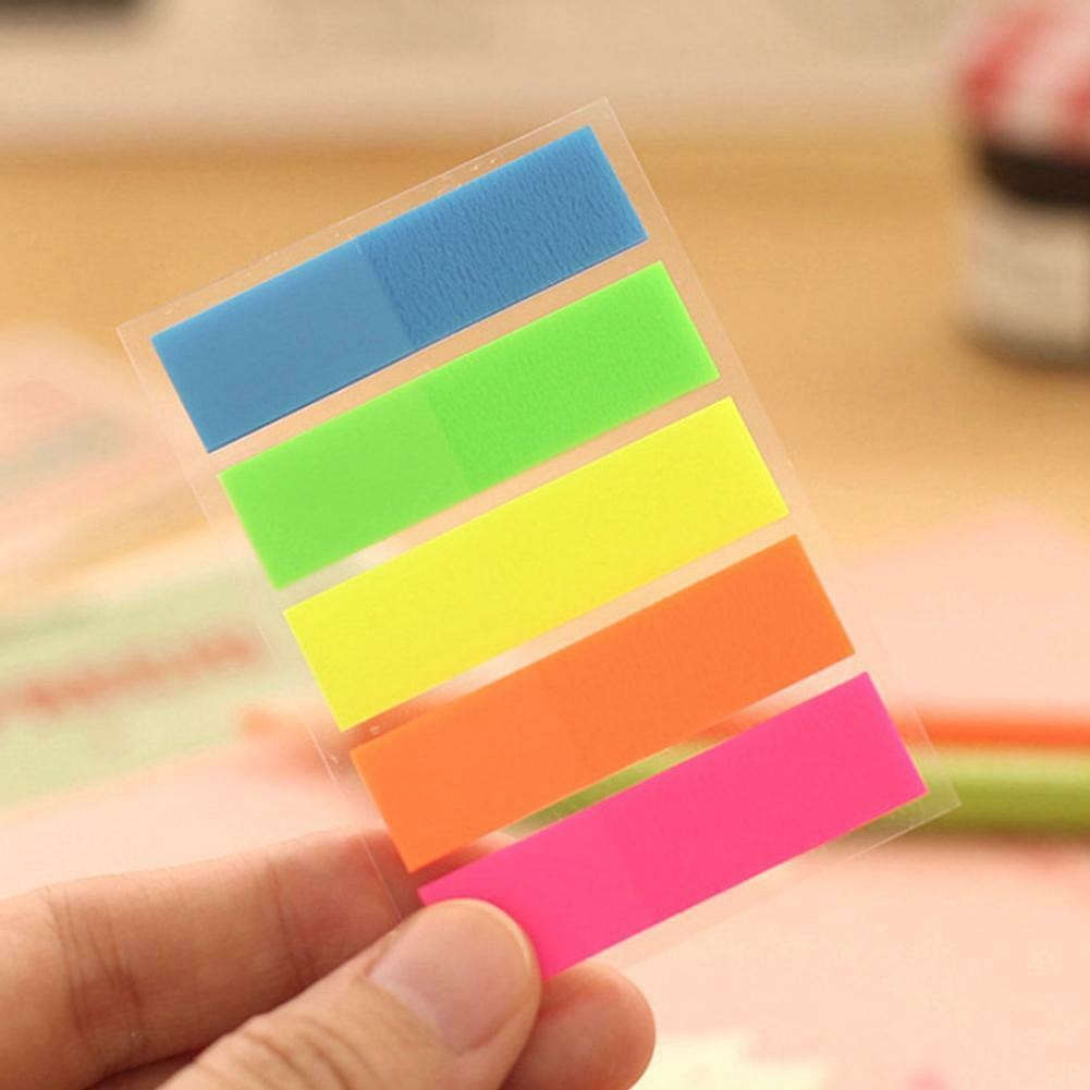 100Pcs Fluorescence Sticky Notes Memo Flags Bookmark Sticker NEW