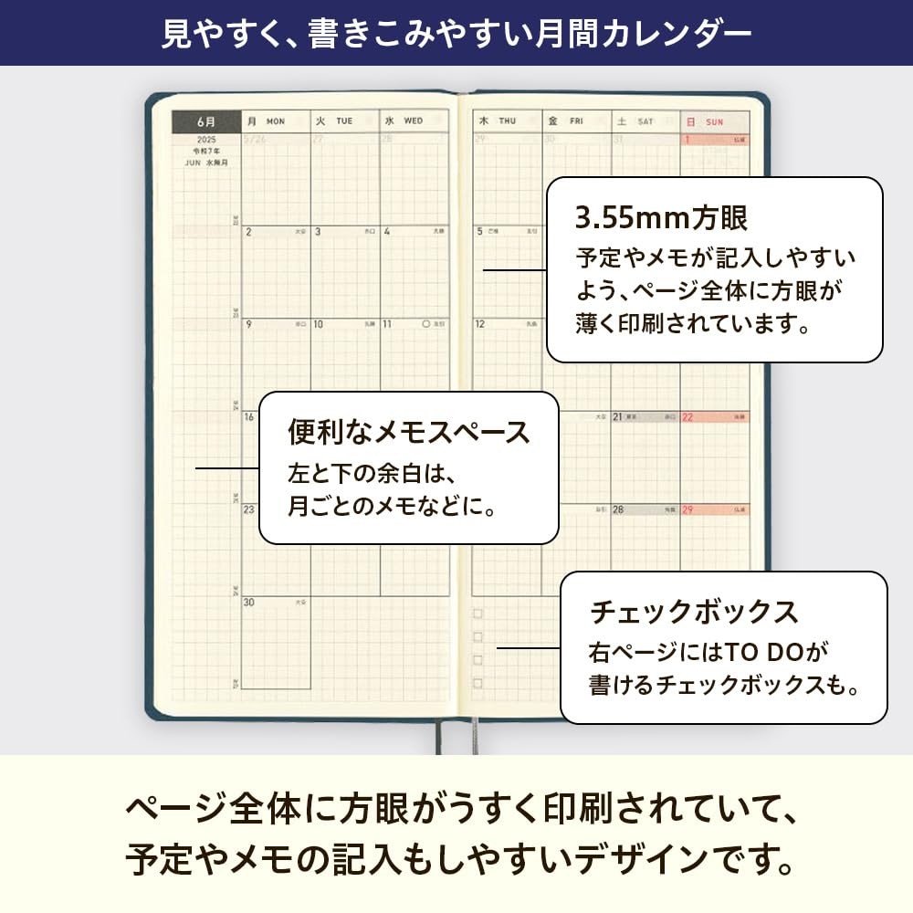 Hobonichi Notebook 2025 Weeks MEGA English Tie & Chief Starts in January Slim