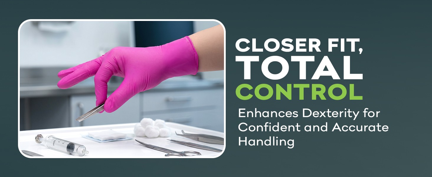 Fuchsia Hot Pink Nitrile Disposable Gloves -3 Mil Medical Exam Nitrile Gloves