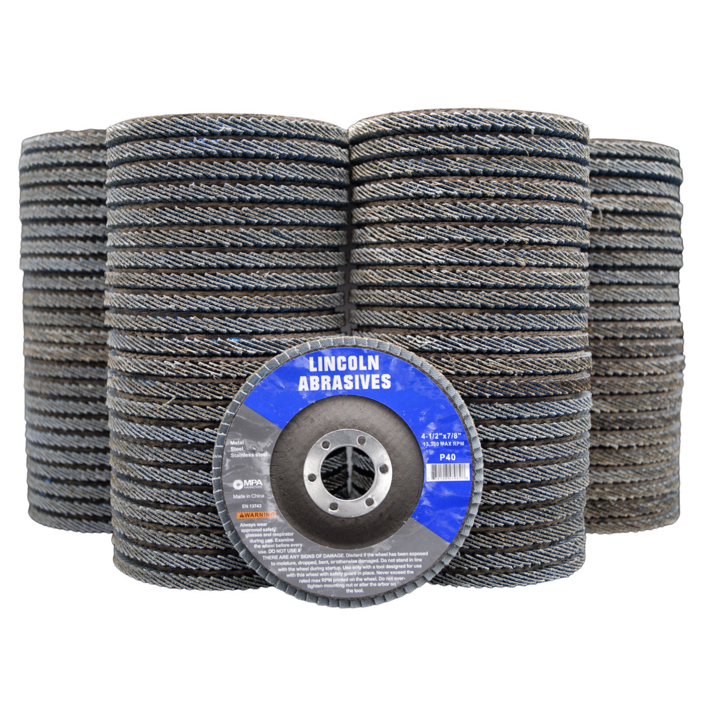 100 Pc 4-1/2″ x 7/8″ 40 Grit Flap Discs Sanding Wheels