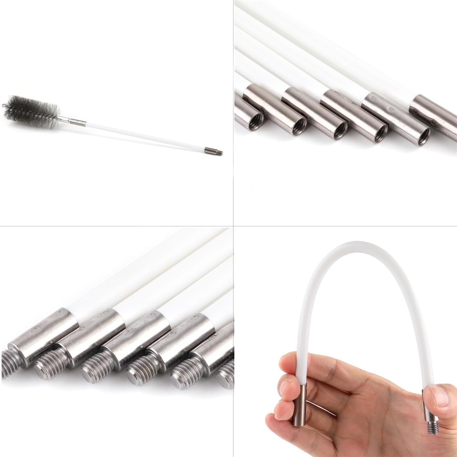 50 Inch Pipe Cleaning Brush Set with Stainless Steel Bristles