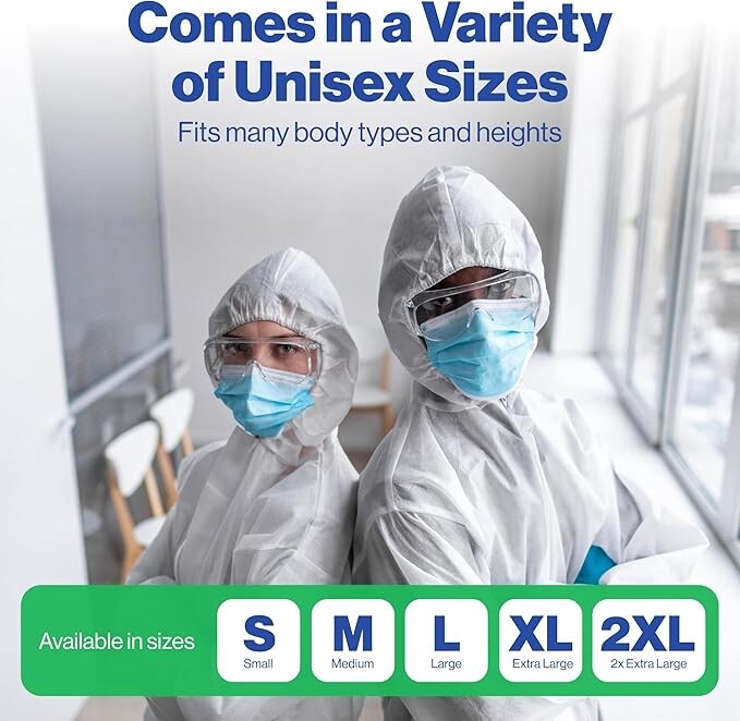 2PCS Disposable Full Body Coverall Suit Protective Isolation Coveralls