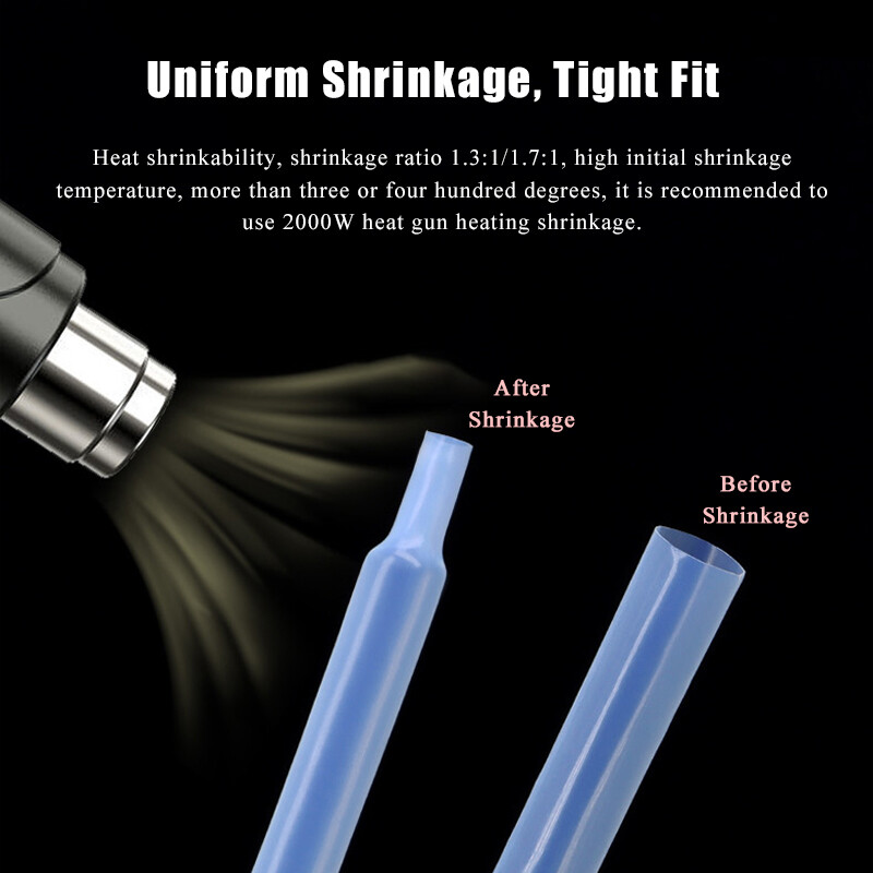 Φ0.5-40mm Clear PTFE Heat Shrink Tubing 1.3:1 & 1.7:1 Electrical Cable Sleeving