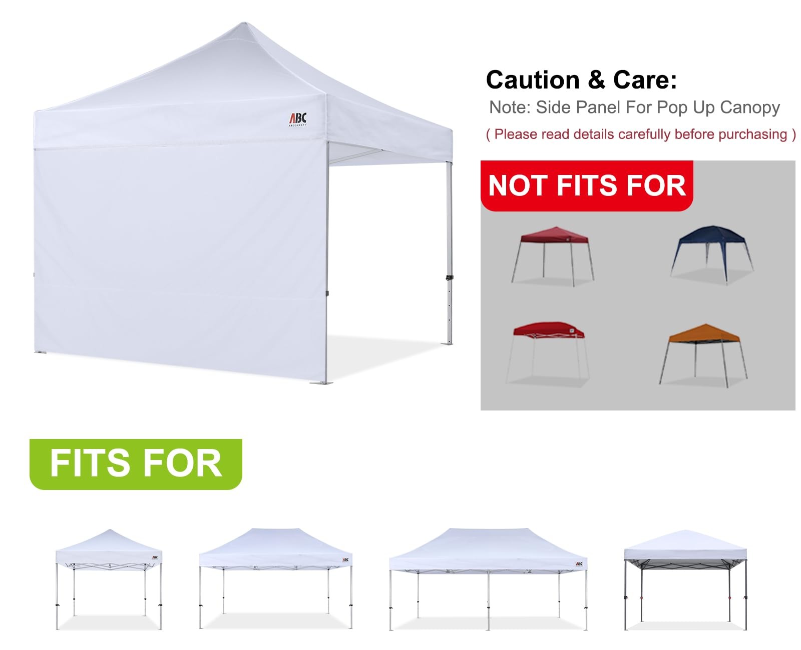 ABCCANOPY 10×10 Instant Canopy SunWall Sidewall Black 1-Pack – No Frame Top