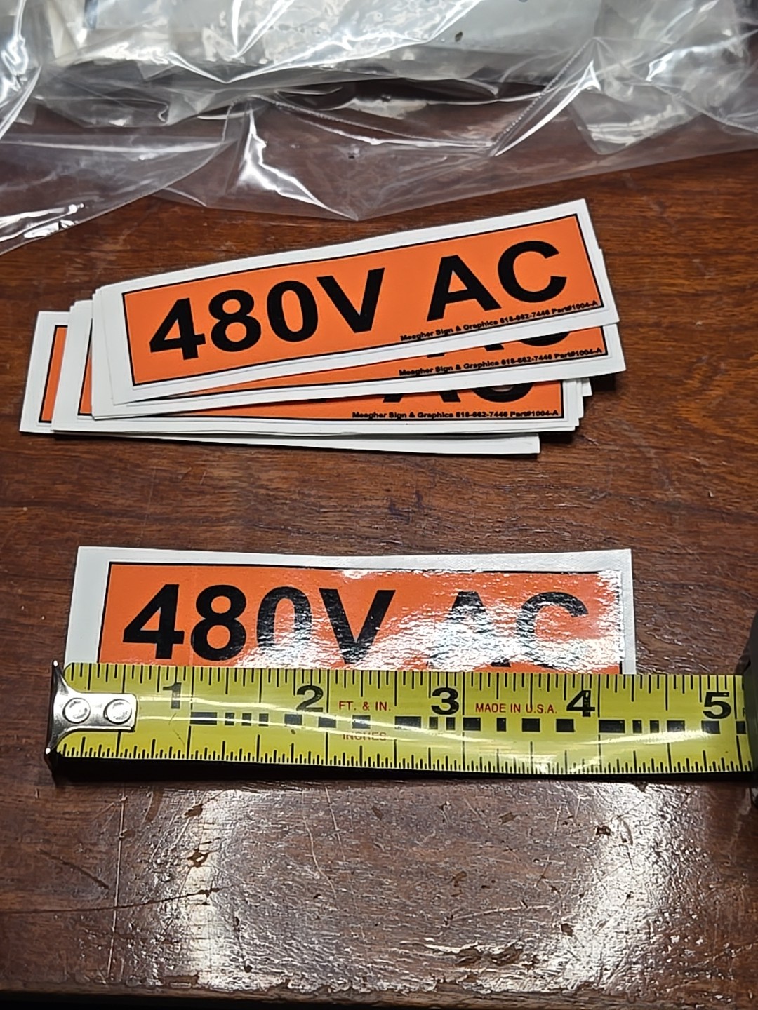 Conduit Line Marker Orange Black 480V Volt Sticker Meagher Sign 1004-A (7E4)