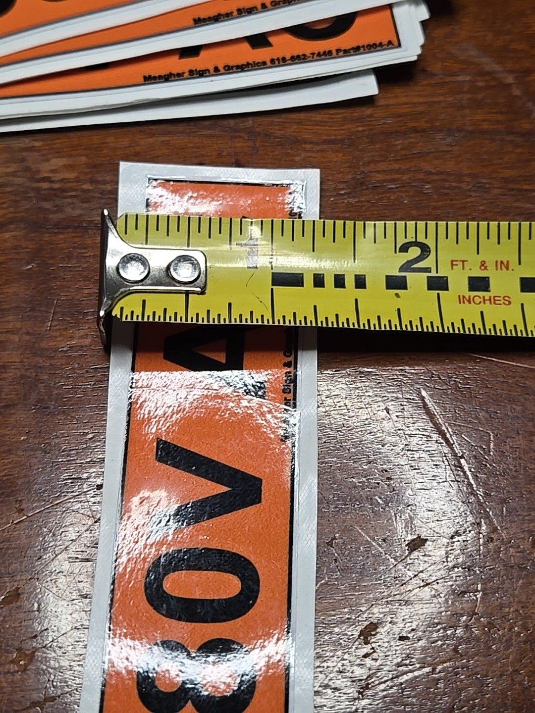 Conduit Line Marker Orange Black 480V Volt Sticker Meagher Sign 1004-A (7E4)