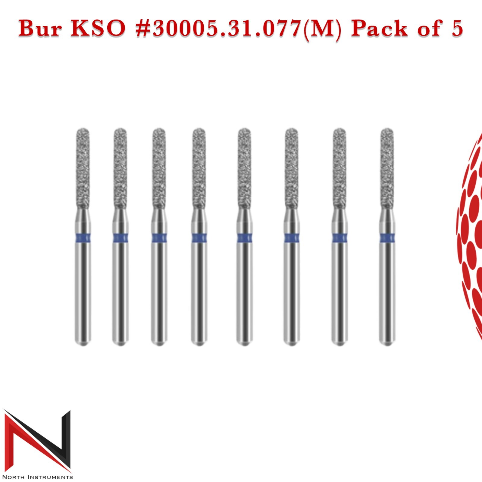 Dental Laboratory Bur KSO #30005.31.077(M) Pack of 5 Chamfer Round Medium