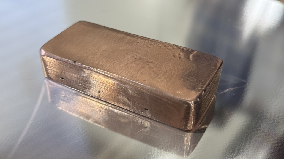 1LB 3.4oz Hand Poured .999 Copper Ingot Bar Free Shipping