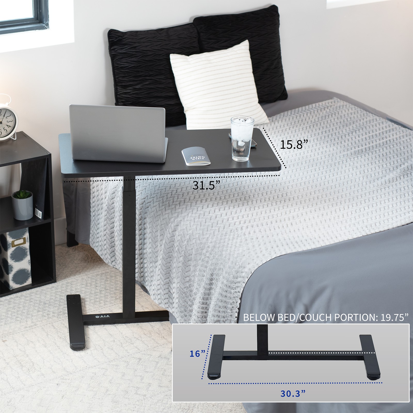VIVO Pneumatic 32″ x 16″ Over Sofa Laptop Table, Mobile Desktop