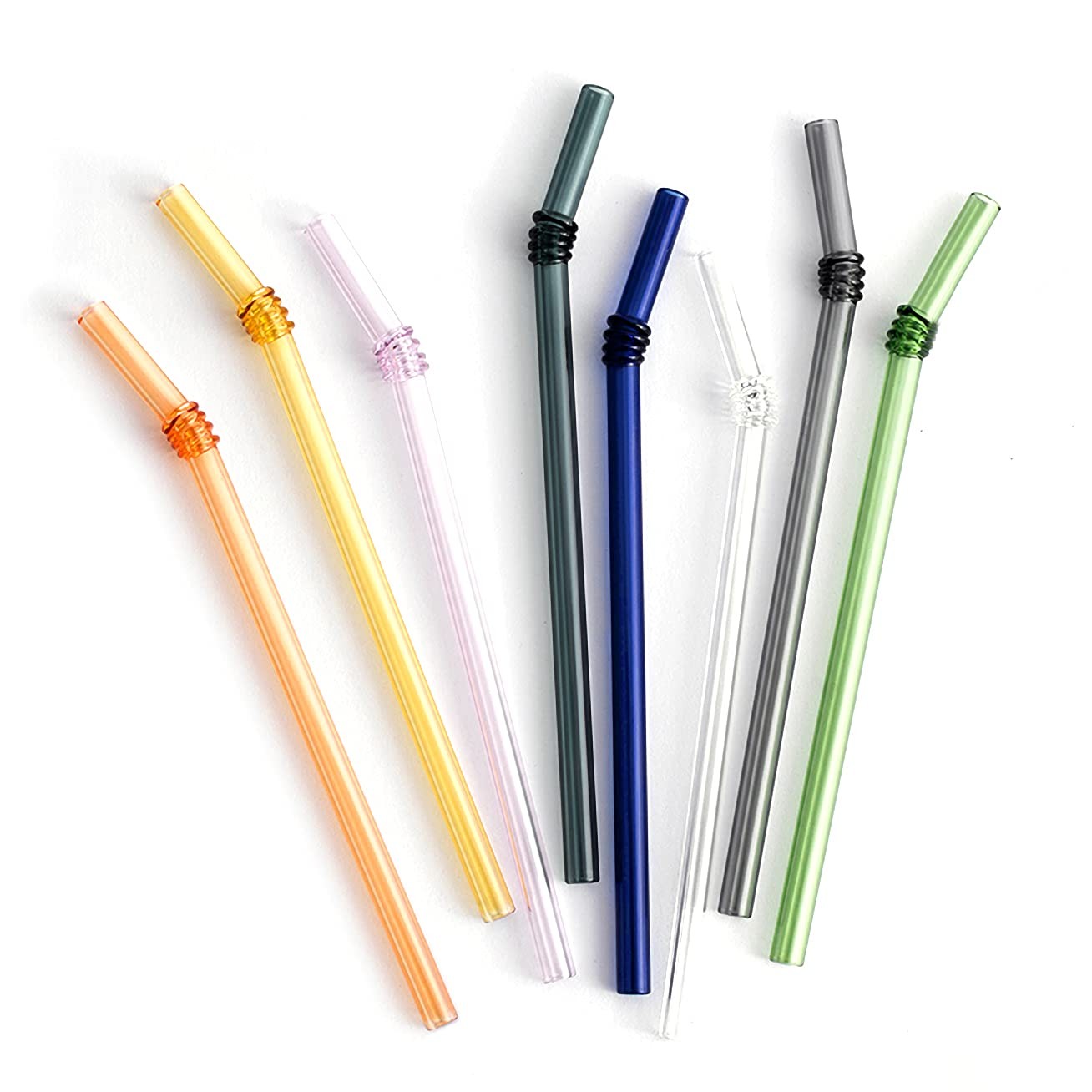 8 Pack EMPO Glass Straws Colored – 8″ x 8mm Perfect One Size, Multicolor