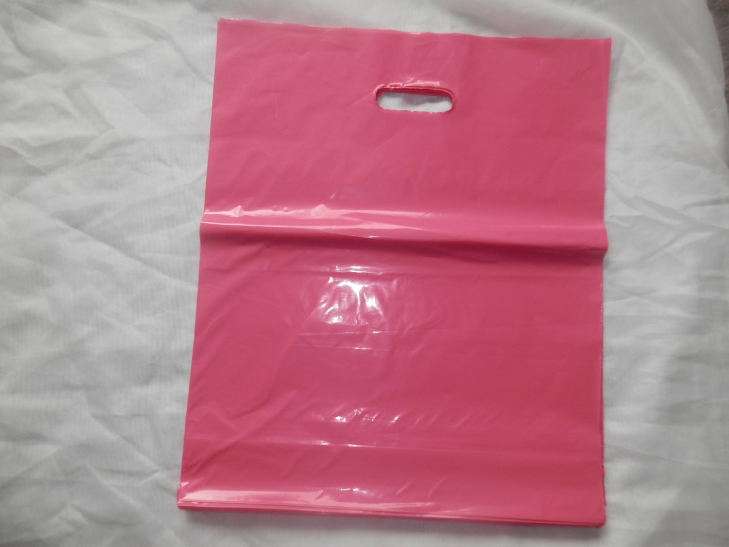 100 Hot Pink Glossy 15x18x4 Gusset, Low-Density Plastic Merchandise Bags, Party