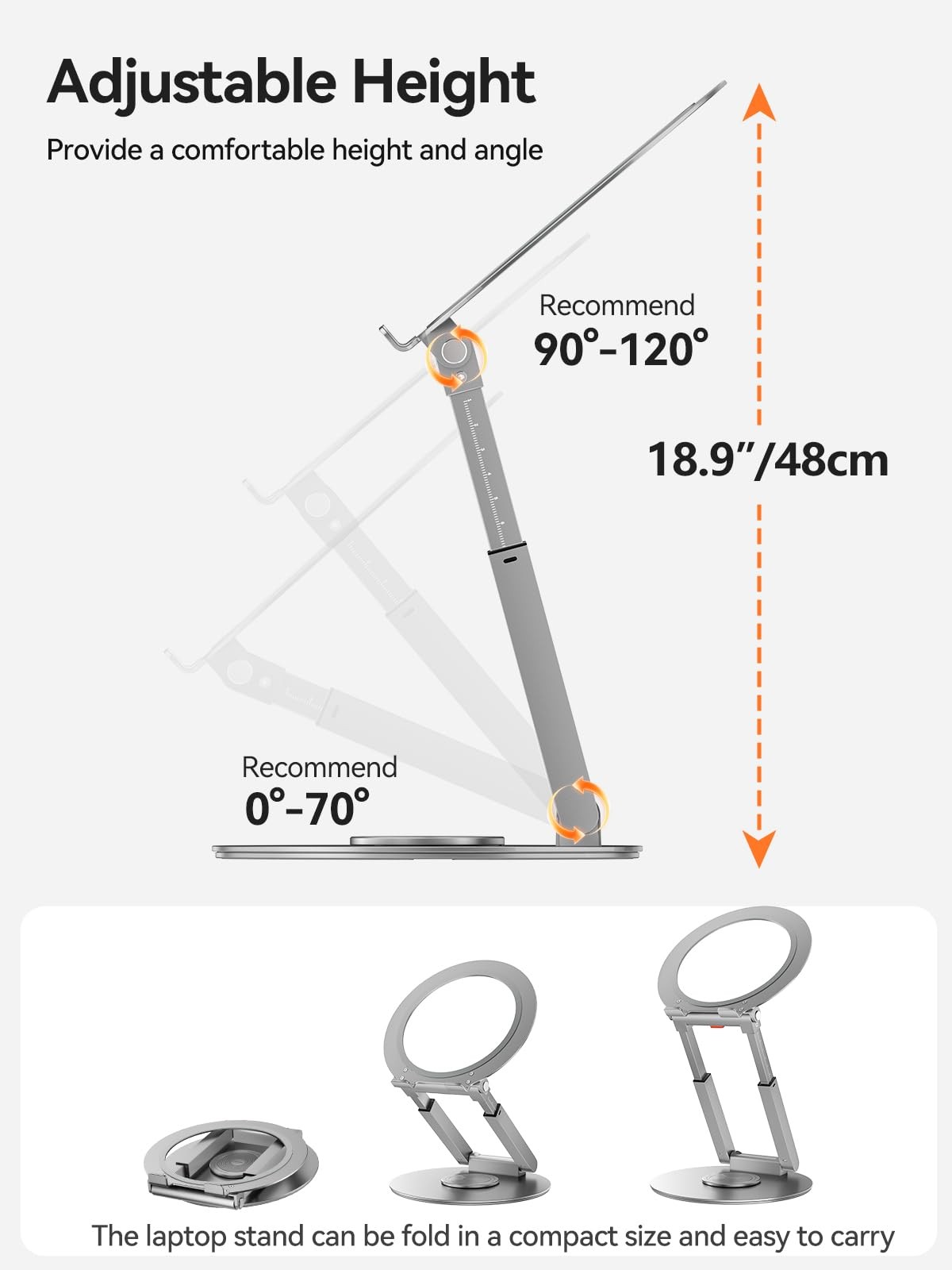 Anifrim Telescopic Laptop Stand 360 Rotation Adjustable Swivel Laptop Riser