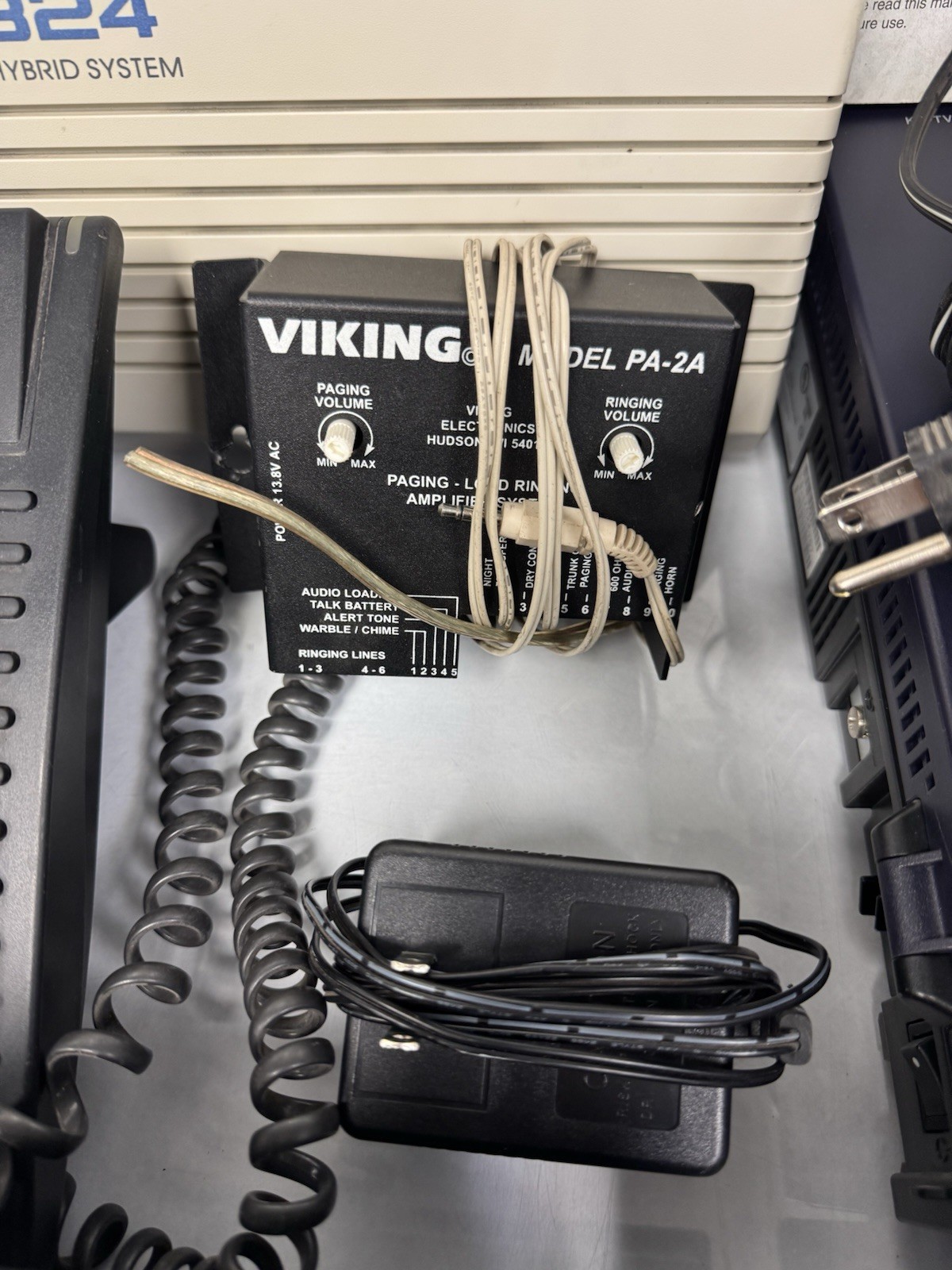 Panasonic KX-TA824 Hybrid Telephone System w/ KX-TVA50, VIKING PA-2A, 6 Phones
