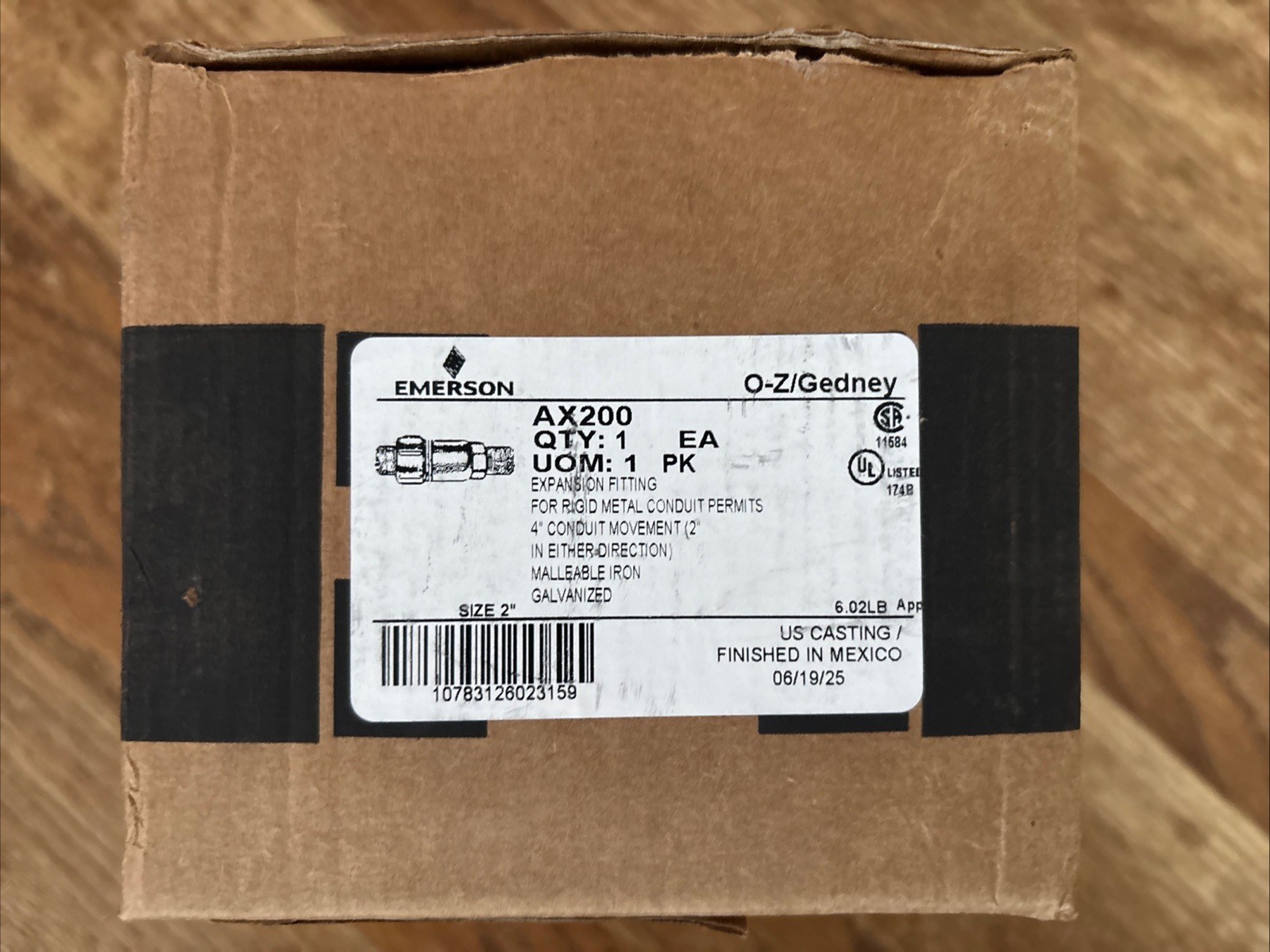 Emerson O-Z/Gedney AX-200A Malleable Iron Galvanized 2” Rigid Expansion Coupling