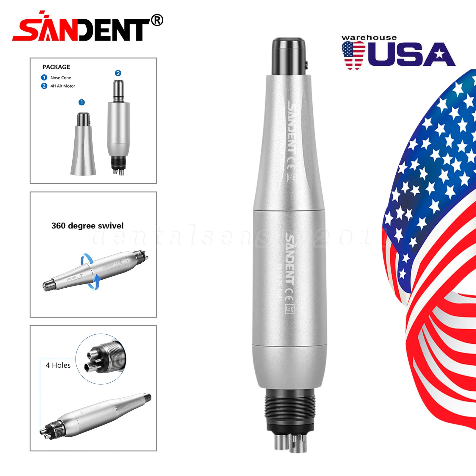 NSK Style Dental 45 Degree Surgical High Speed Handpiece Push Button 4 Holes OR