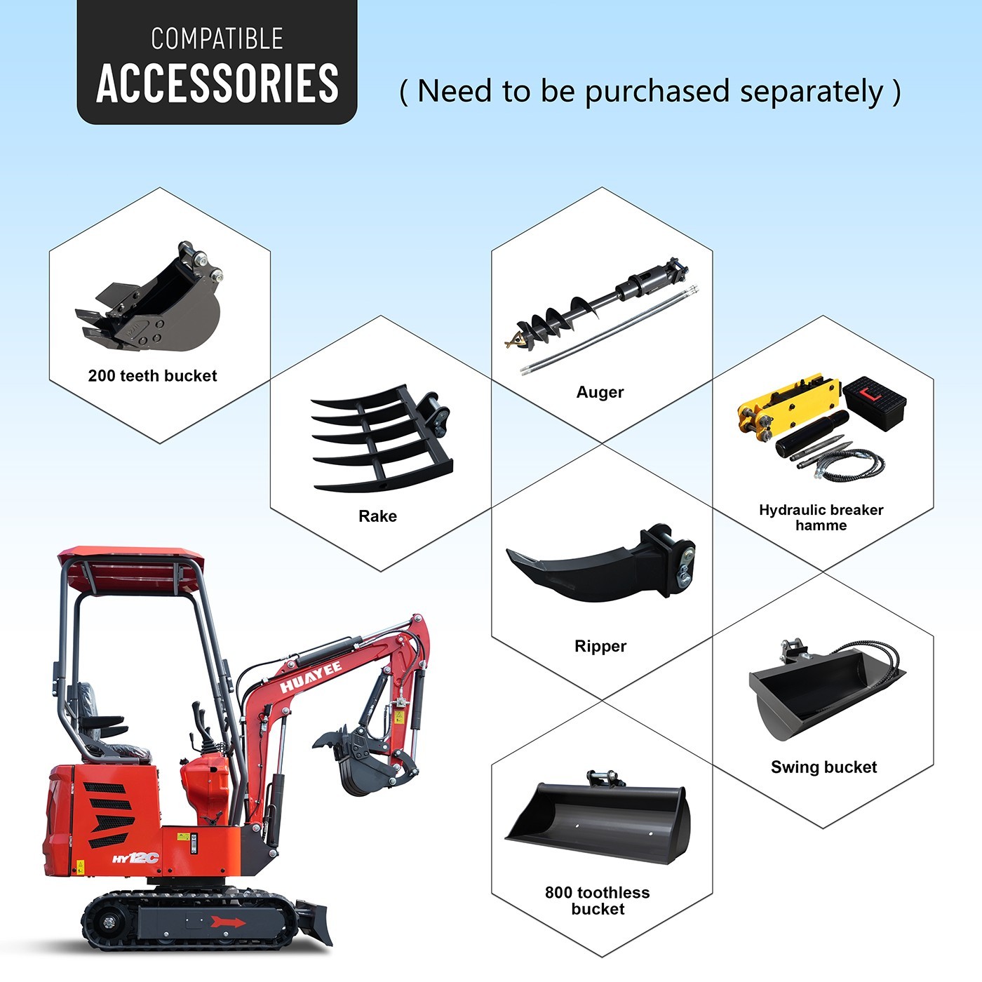 200mm Trenching Narrow Bucket Attachment for Mini Excavator Digger Free Shipping