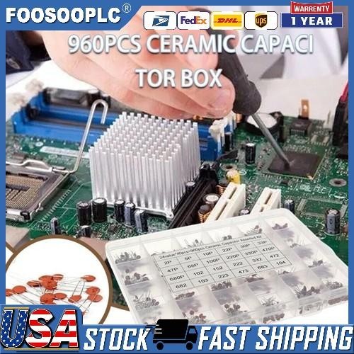 960Pcs/Lot X 2PF-0.1UF 50V 24Value*40Pcs Ceramic Capacitor Assortment Kit US