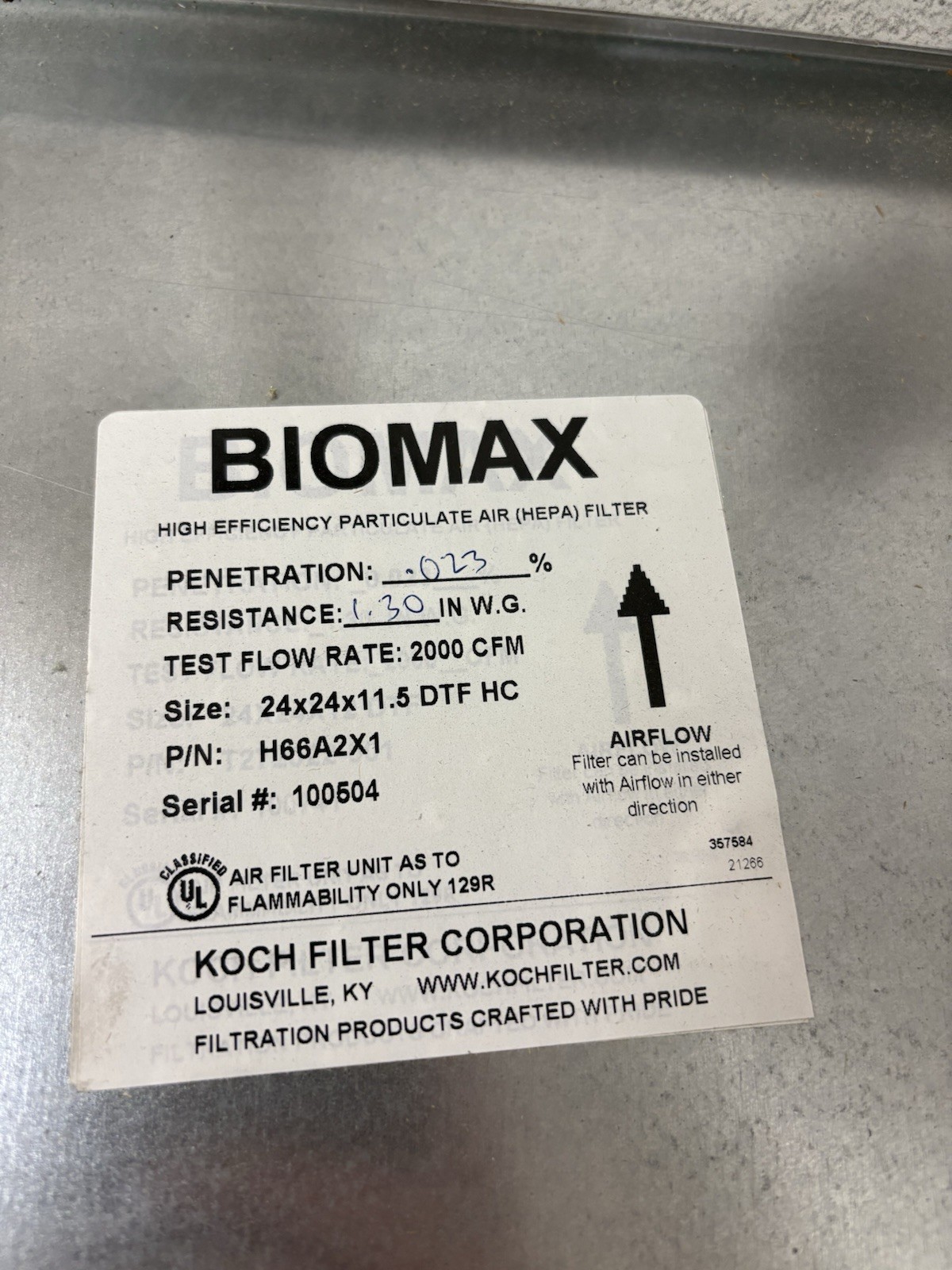 Koch Hepa Filter New In Box