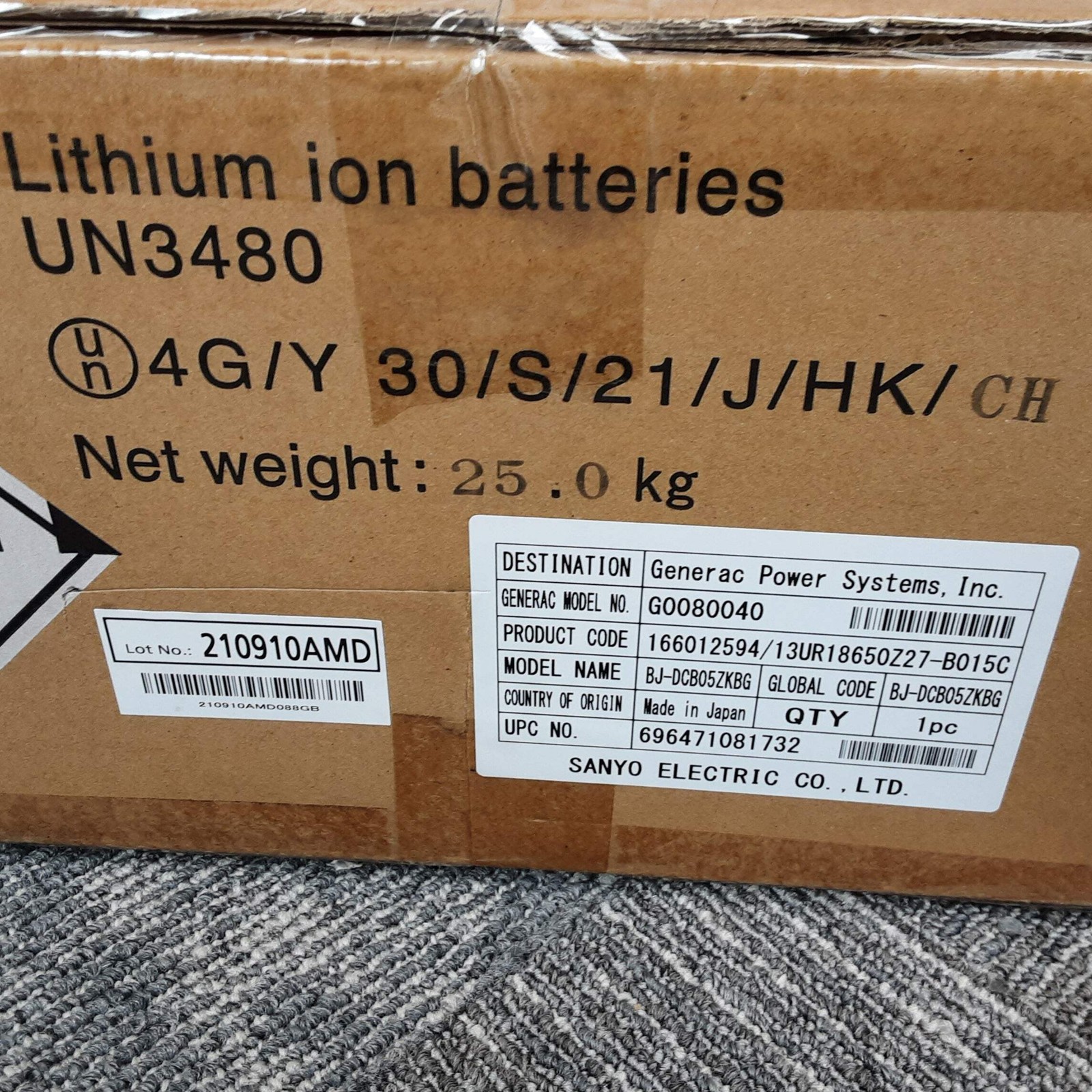NEW Generac BJ-DCB05ZKBG PWRcell 3.0kWh DCB Series Panasonic Battery G0080040