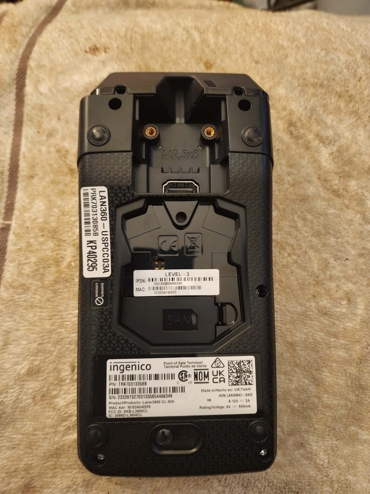 Ingenico Lane 3600 Card Reader Terminal Contactless HARNESS & POWER SUPPLY